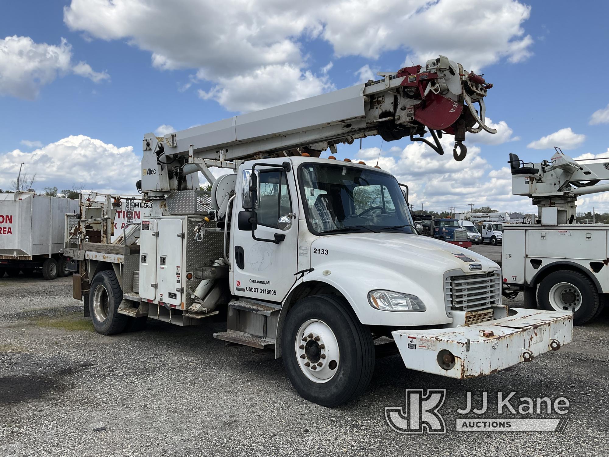 (Plymouth Meeting, PA) Altec DM45-TR, Digger Derrick rear mounted on 2007 Freightliner M2 106 Flatbe
