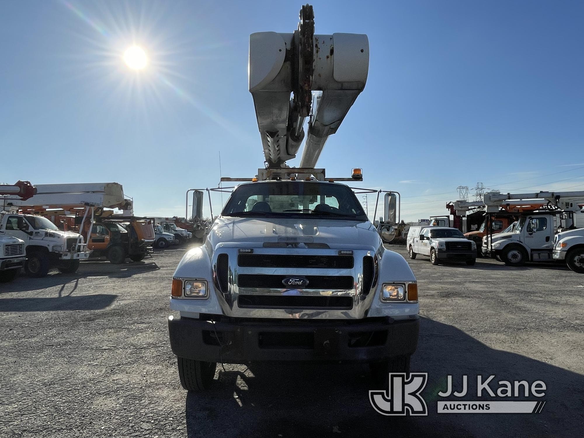 (Plymouth Meeting, PA) Altec AM55, Over-Center Material Handling Bucket Truck rear mounted on 2011 F