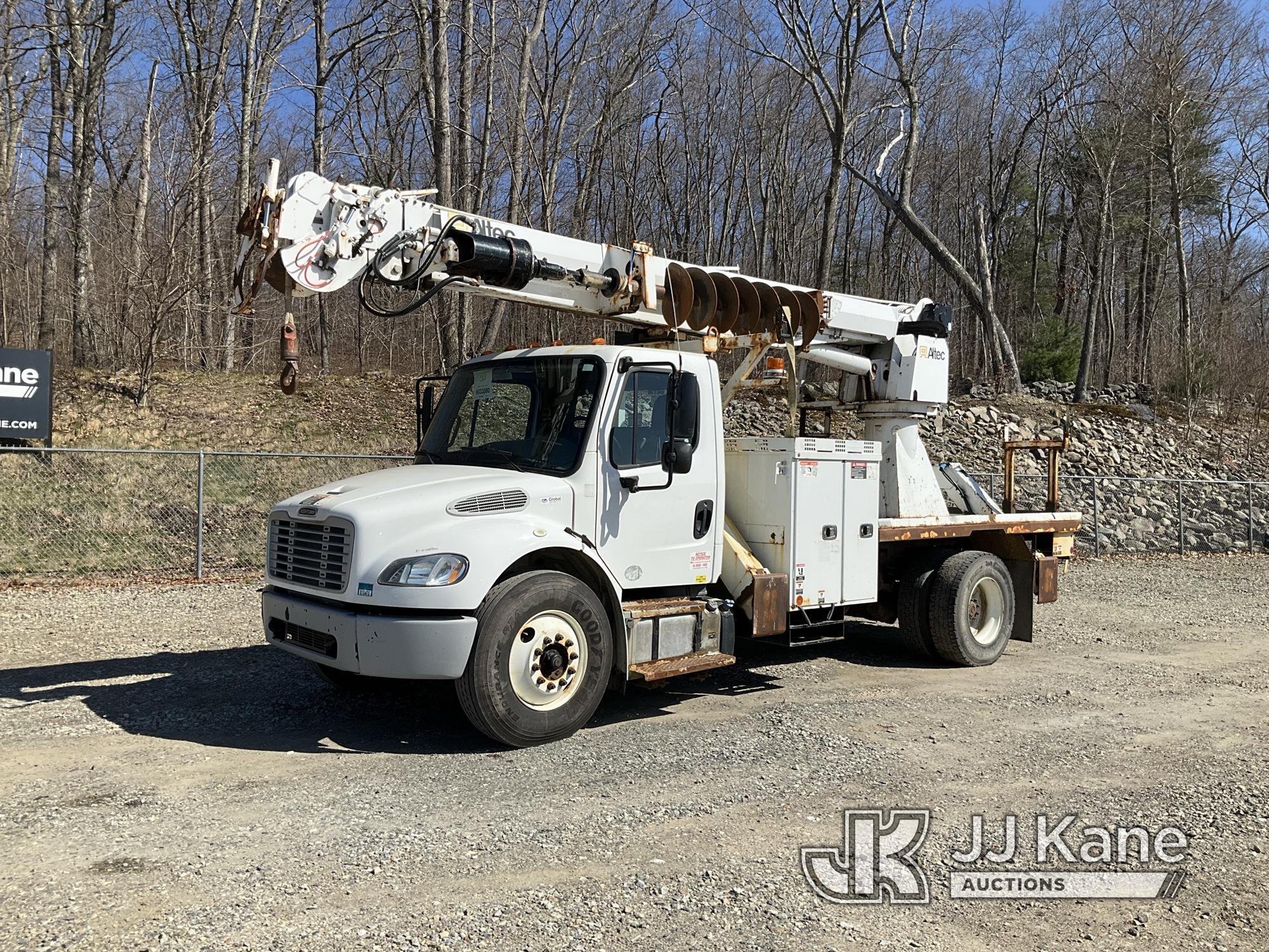 (Shrewsbury, MA) Altec DC47-TR, Digger Derrick rear mounted on 2017 Freightliner M2 106 Flatbed/Util