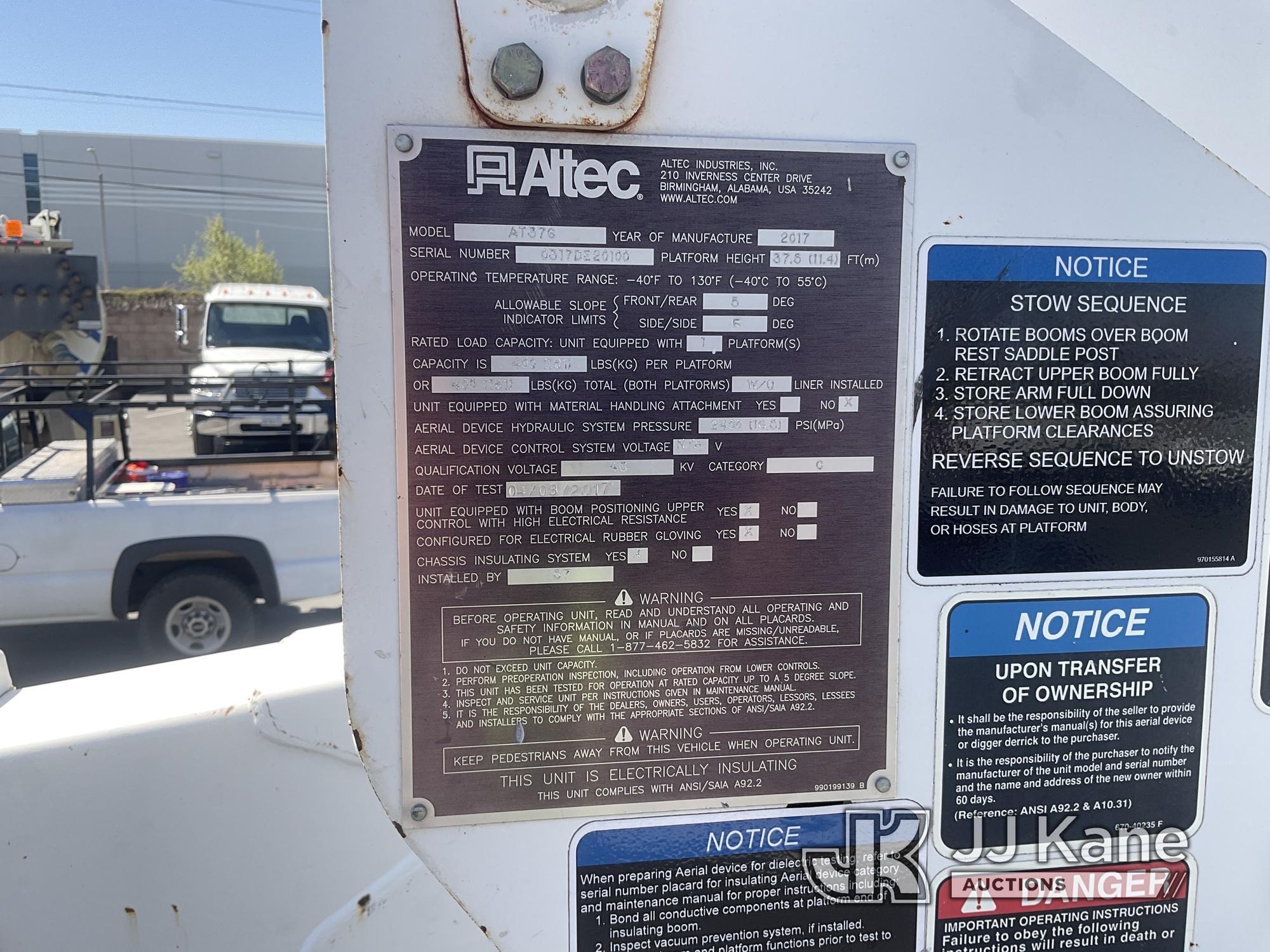 (Jurupa Valley, CA) Altec AT37G, , 2017 FORD F550 Service Truck Runs & Moves, Upper Operates