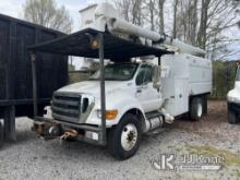 Altec LR756, Over-Center Bucket Truck mounted behind cab on 2015 Ford F750 Chipper Dump Truck Not Ru