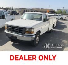 1996 Ford F250 Service Truck Runs & Moves, Paint Damage, Check Engine Light On