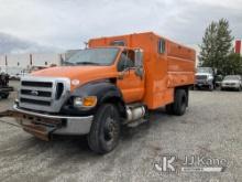 (Portland, OR) 2013 Ford F750 Chipper Dump Truck Runs & Moves)(Check Engine Light On, Condition Unkn