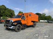 (Shelby, NC) 2012 Ford F750 Chipper Dump Truck Runs, Moves & Operates) (Minor Body Damage, Brake Lig