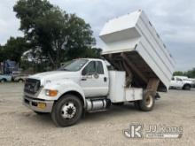 (Charlotte, NC) 2012 Ford F750 Chipper Dump Truck Runs, Moves & Operates) (Jump To Start, Body Damag