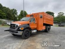 (Shelby, NC) 2013 Ford F750 Chipper Dump Truck Runs, Moves, Dump Operates) (Check Engine Light On) (