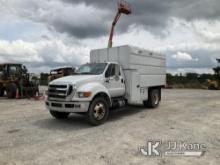(Villa Rica, GA) 2012 Ford F750 Chipper Dump Truck Runs & Moves) (Jump To Start, Dump Not Operating,