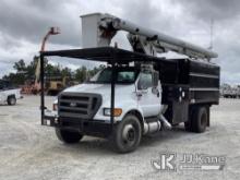 Altec LRV-55, Over-Center Bucket Truck mounted behind cab on 2015 Ford F750 Chipper Dump Truck Not R