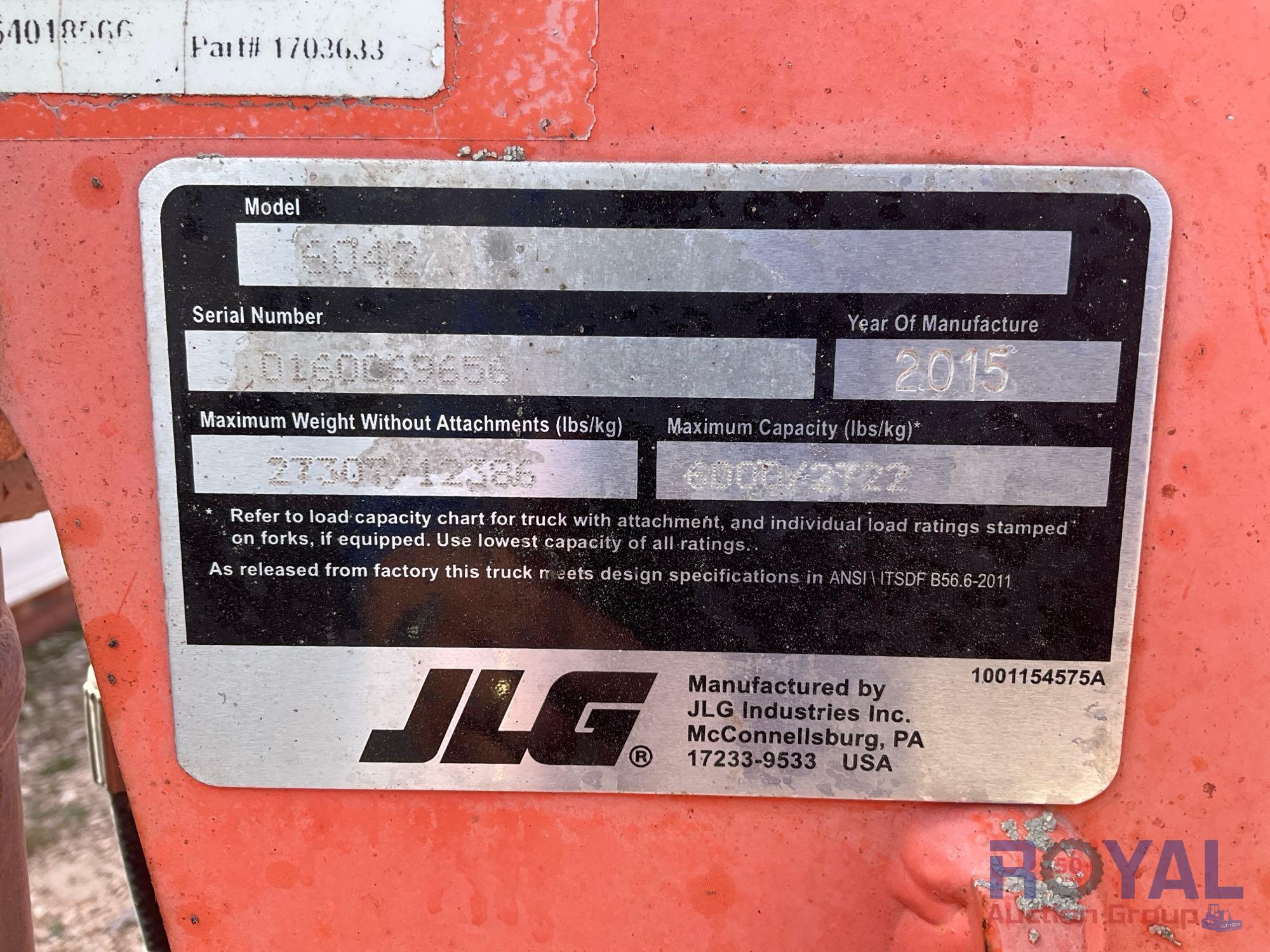 2015 JLG Skytrack 6042 4x4x4 6,000LB Rough Terrain Telehandler