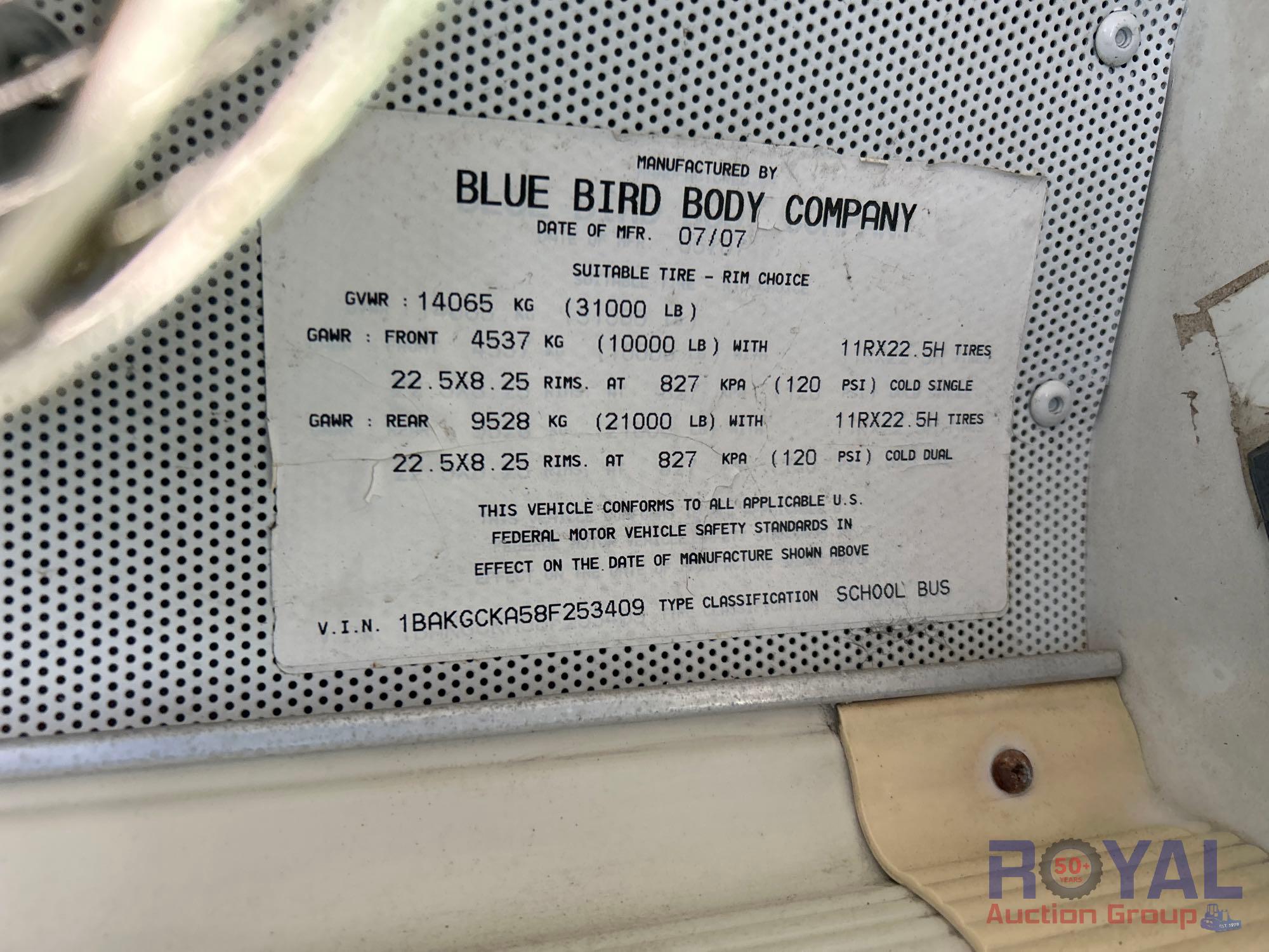 2008 Blue Bird BB Conventional 72 Passenger School Bus