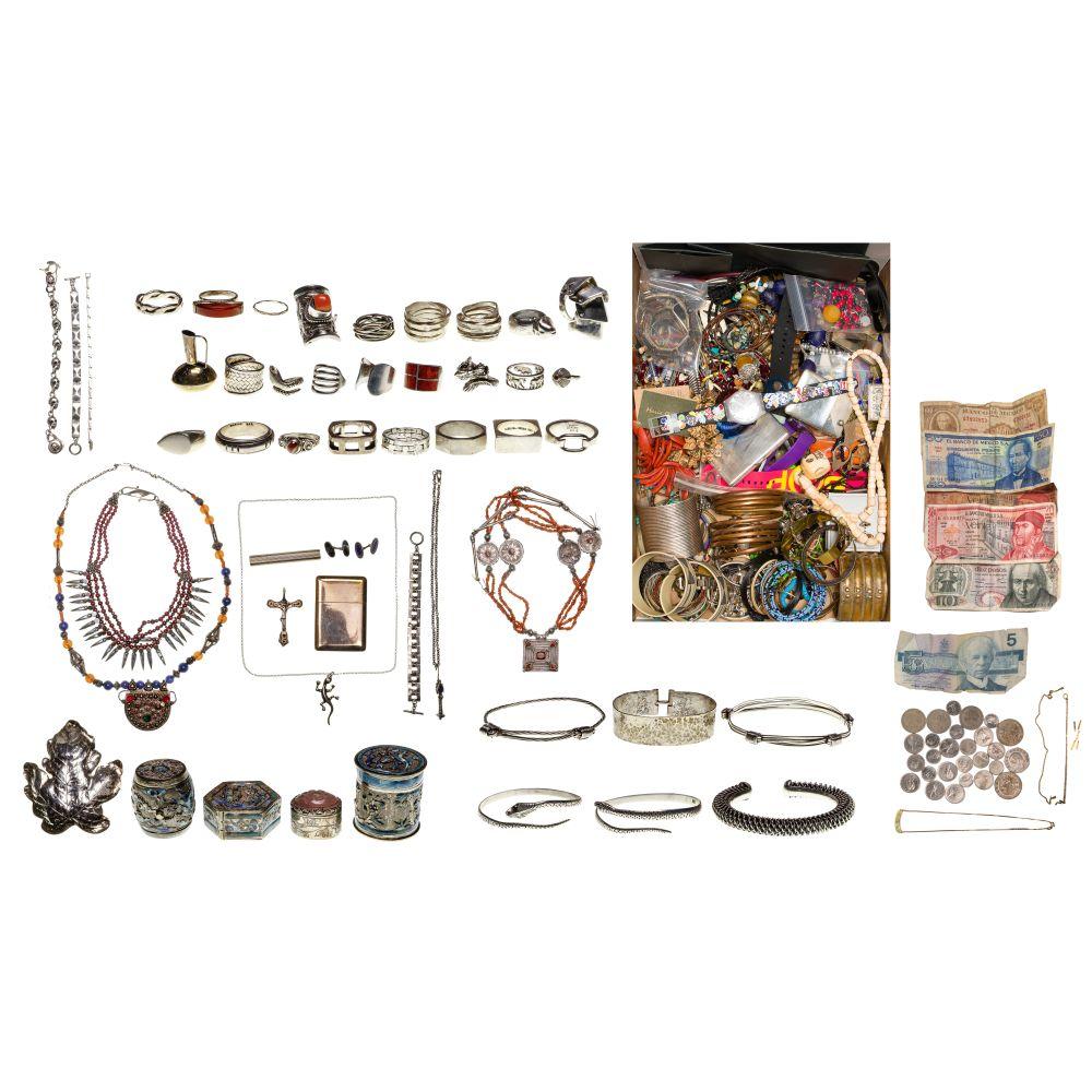 18k Yellow Gold, Sterling Silver and Costume Jewelry Assortment