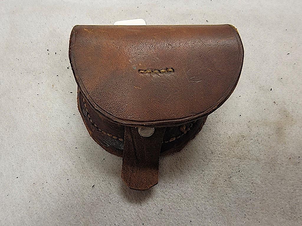 CONFEDERATE STYLE BROWN LEATHER CAP BOX (NO MARKINGS)