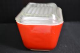 Pyrex Primary Red No. 501 Refrigerator Dish w/Lid; Mfg. 1947-1965