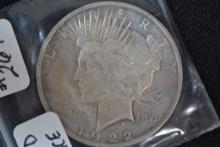 1922-D Peace Dollar; AU