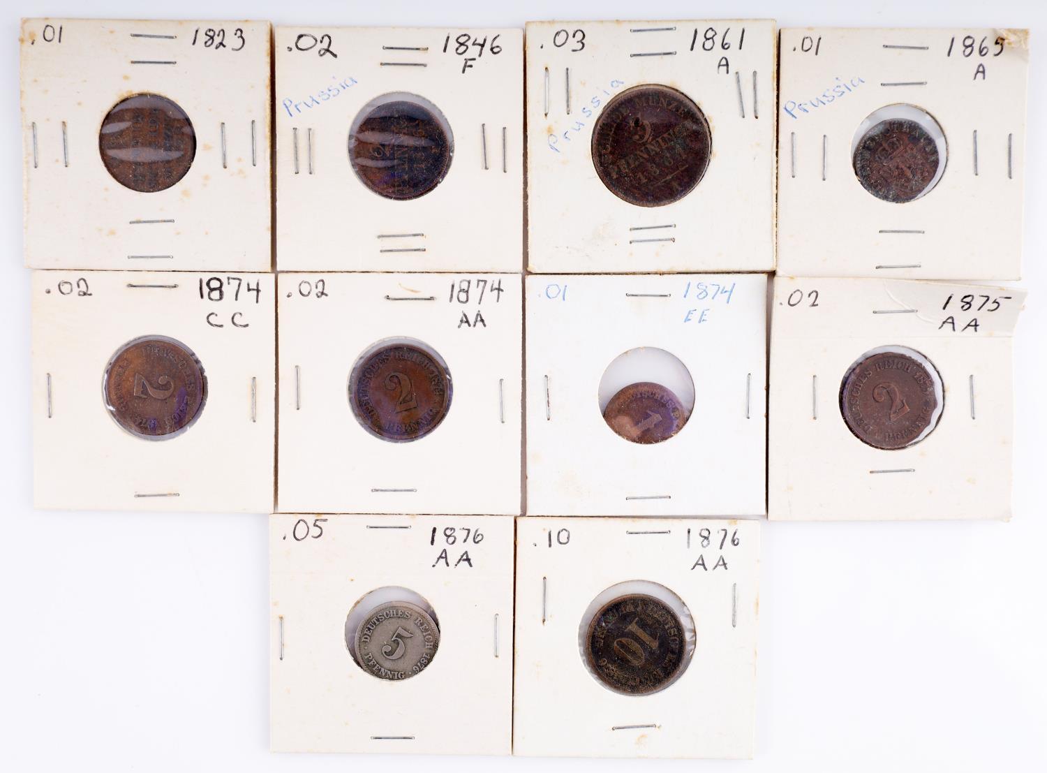 LOT OF 128 LATE 19TH C TO POST WWI GERMAN COINS