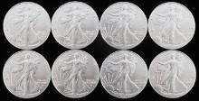 EIGHT 1 OZ AMERICAN SILVER EAGLE $1 COINS 2024