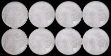 LOT OF 8 SILVER 1 OZT .999 FINE BUFFALO ROUNDS
