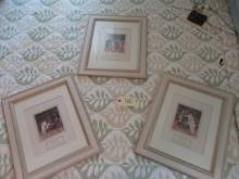 3 COLONIAL FRAMED PRINTS