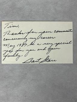 Bart Starr Signed 3 x 5 Index Card - JSA