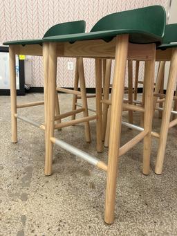 Emeco Wood Framed Chairs W/ Poly Seats