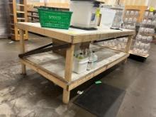 Wooden Work Table W/ Plastic Top