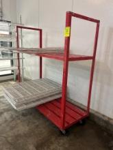 5ft Aluminum Cooler Rack On Casters W/ Wire Shelves