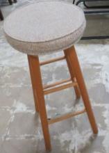 Tan Seat Wood Bar Stool