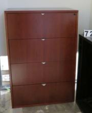 Wood Vertical 4 Drawer Filing Cabinet w Key, 37"x55"