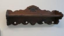 Wood Coat Rack and Shelf, 25.5" wide