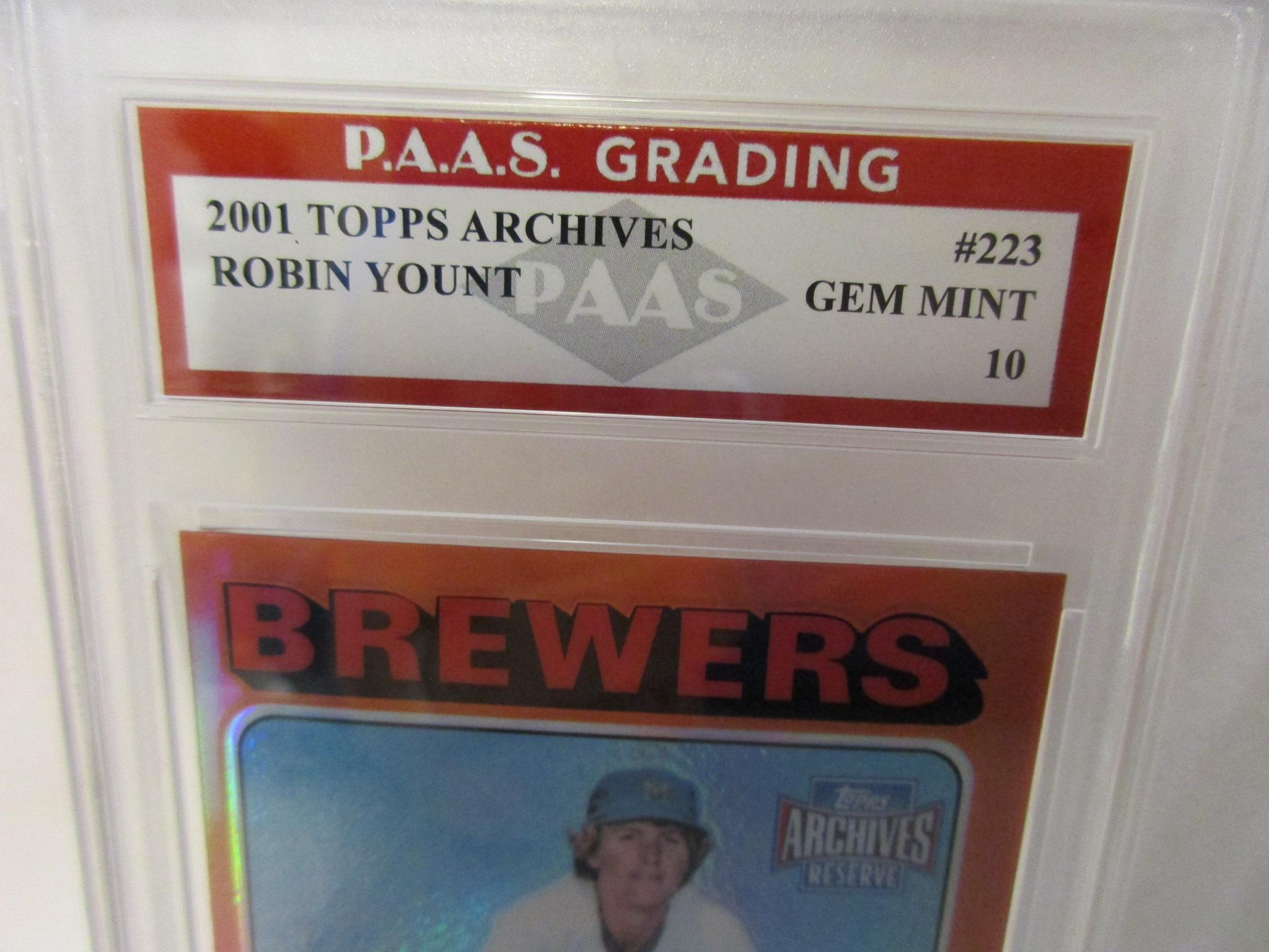 Robin Yount Brewers 2001 Topps Archives #223 graded PAAS Gem Mint 10