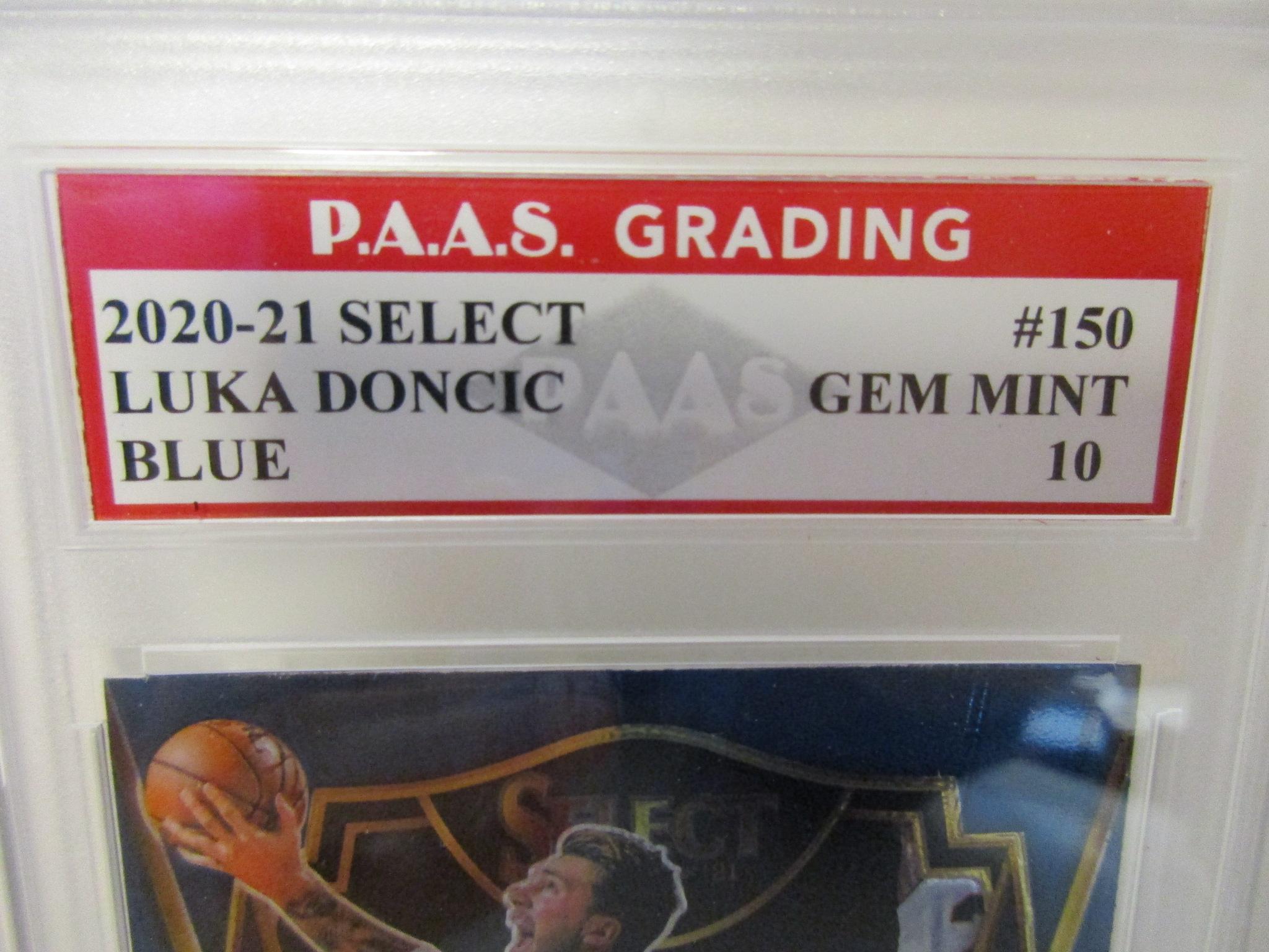 Luka Doncic Mavericks 2020-21 Select Blue #150 graded PAAS Gem Mint 10