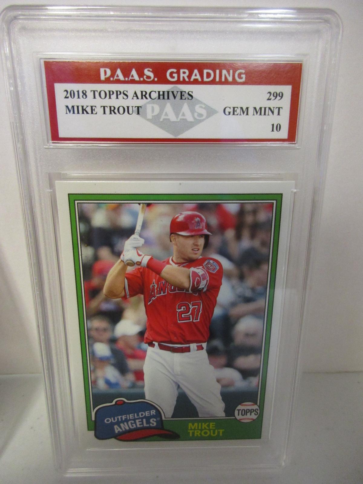 Mike Trout LA Angels 2018 Topps Archive #299 graded PAAS Gem Mint 10