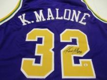 Karl Malone of the Utah Jazz signed autographed basketball jersey PAAS COA 477