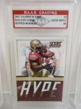 Dalvin Cook Florida State 2017 Panini Score Hyped ROOKIE #1 graded PAAS Gem Mint 10