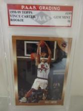 Vince Carter Toronto Raptors 1998-99 Topps ROOKIE #199 graded PAAS Gem Mint 10