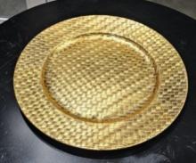Gold Basketweave Lac. Charger Plate