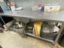 84â€� x 24â€� Call Stainless Steel Table with stainless steel legs and stainless steel under shelf