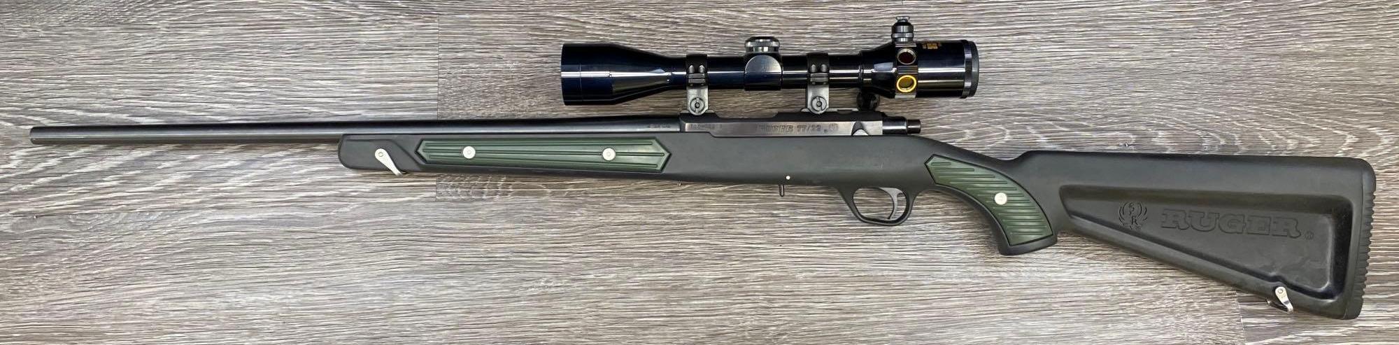 RUGER MODEL 77/22 ALL WEATHER BOLT-ACTION RIFLE .22LR W/ GREEN INSERTS & SCOPE