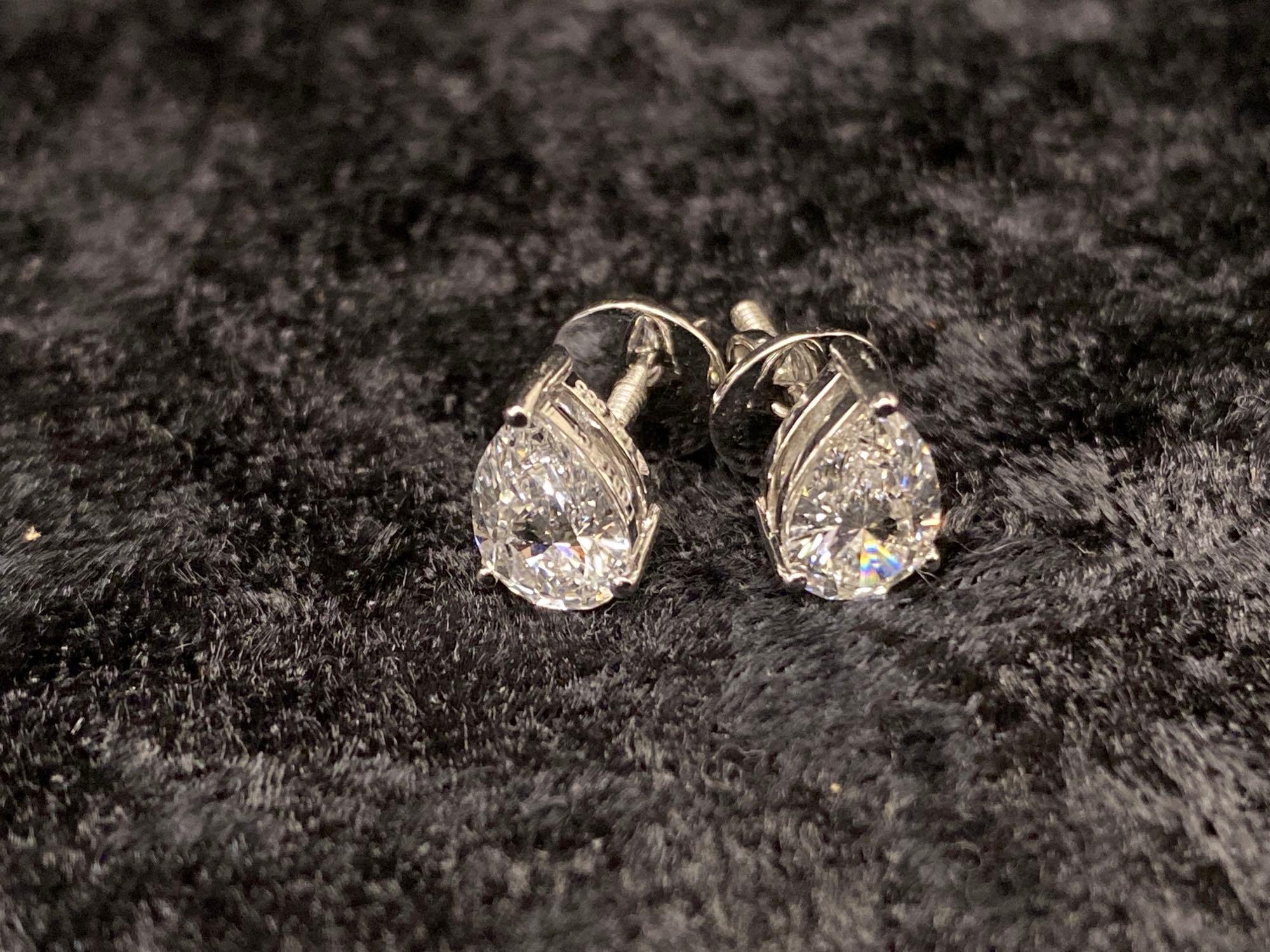 One Pair of CVD Diamond Studs in White Gold