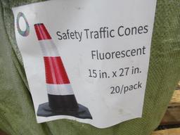 (20) 2024 SIMPLE SPACE 15'' X 27'' FLUORESCENT SAFETY TRAFFIC CONES (UNUSED)