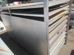 8' 5'' X 4' X 5' ALUMINUM RACK W/ ASSORTED LAMINATE SHEETS