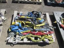 (4) ASSORTED SAFETY HARNESSES & (5) FALL PROTECTION LIFELINES
