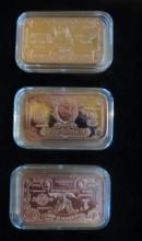 Littleton Copper Art Bar Set (1899 $1, $2, and $5 Silver Certificates) (w/box)