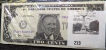 Pad of Ross Perot 2c Parody Banknotes.
