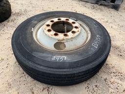 (1) 10R22.5 TIRE W/ RIM