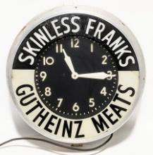 Skinless Franks Gutheinz Meats Advertising Clock