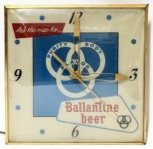Vintage Ballantine Beer Lighted Advertising Clock