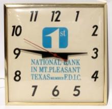 Vintage 1st National Bank Advertising Clock
