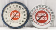 (2) John Wood Advertising Thermometer's