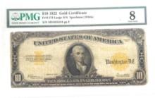 1922 $10 United States Gold Certificate PMG 8